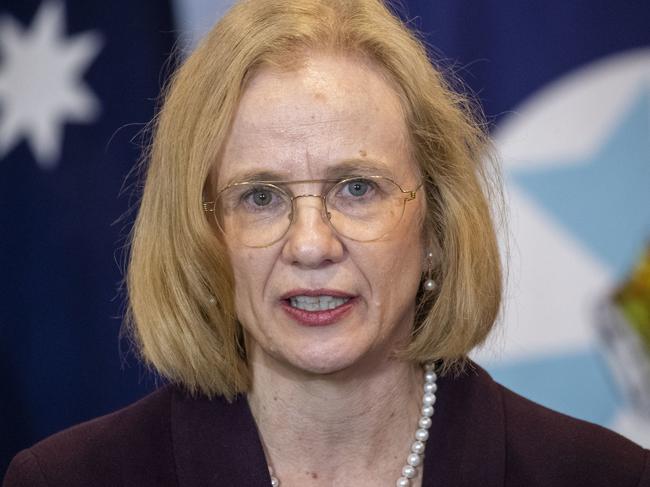 Queensland Chief Health Officer Dr Jeannette Young speaks to the media during a press conference in Brisbane, Tuesday, June 30, 2020. (AAP Image/Glenn Hunt) NO ARCHIVING