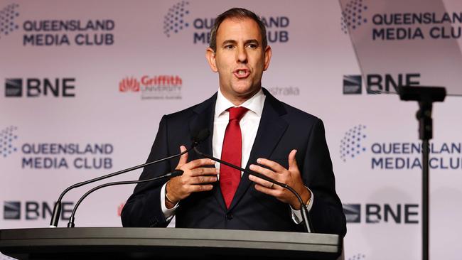 Treasurer Jim Chalmers during his pre-budget address in Brisbane. Picture: NewsWire/Tertius Pickard