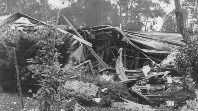 Justice Richard Gee’s Belrose home after it was bombed. Photo News Corp