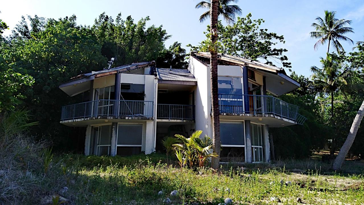 A beach front bungalow on Dunk Island in a state of disrepair after being damaged by Cyclone Yasi in 2011. Picture: Peter Carruthers