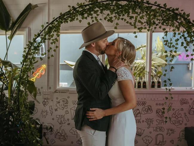 Jacob Vennix with his wife Kimberley Fuller on their wedding day. Picture: Instagram