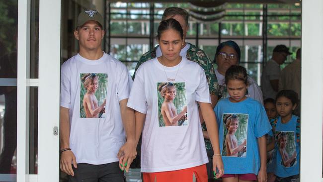 Eight-year-old Brettson Payne’s sister Nikaiya Payne leaves the Supreme Court with other family members on Thursday. Picture: Glenn Campbell