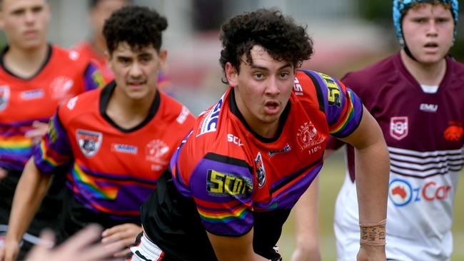 Kirwan SHS against Mackay SHS in a Round 3 Aaron Payne Cup clash at Kirwan SHS grounds. Kirwan's Elijah Tapau-Taylor. Picture: Evan Morgan