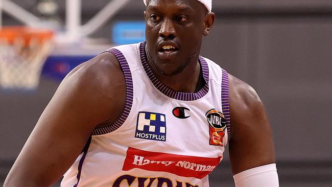 MELBOURNE, AUSTRALIA - JANUARY 22: Kouat Noi of the Kings handles the ball during the round 17 NBL match between South East Melbourne Phoenix and Sydney Kings at State Basketball Centre, on January 22, 2025, in Melbourne, Australia. (Photo by Kelly Defina/Getty Images)