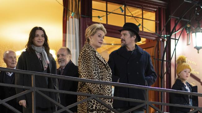 Juliette Binoche, left, Catherine Deneuve, Ethan Hawke and Clementine Grenier in The Truth.