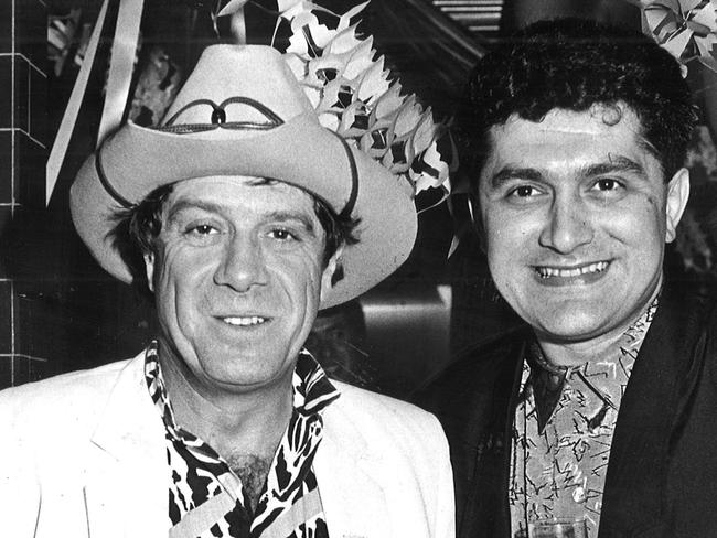 Molly Meldrum with Sam Frantzeskos in 1985.