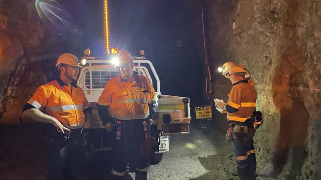 Miners working underground at the Avebury Nickel Mine. Picture: Supplied