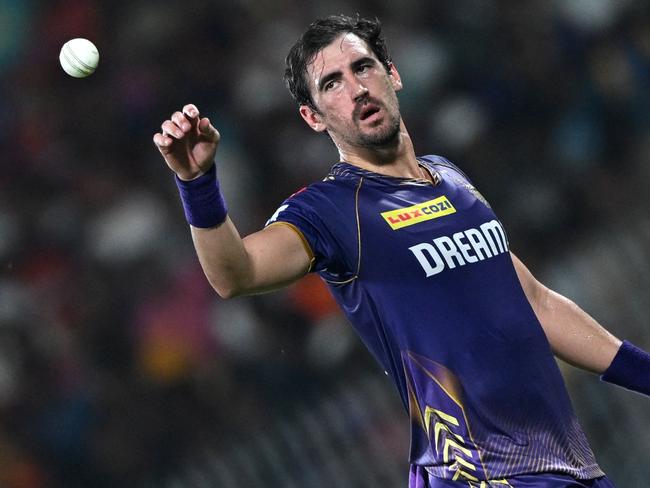 Mitchell Starc went for a record price in last year’s auction and won the IPL with Kolkata Knight Riders. Picture: R.Satish Babua / AFP