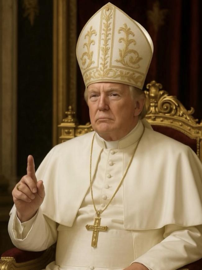 The controversial AI image of Donald Trump as the pope.