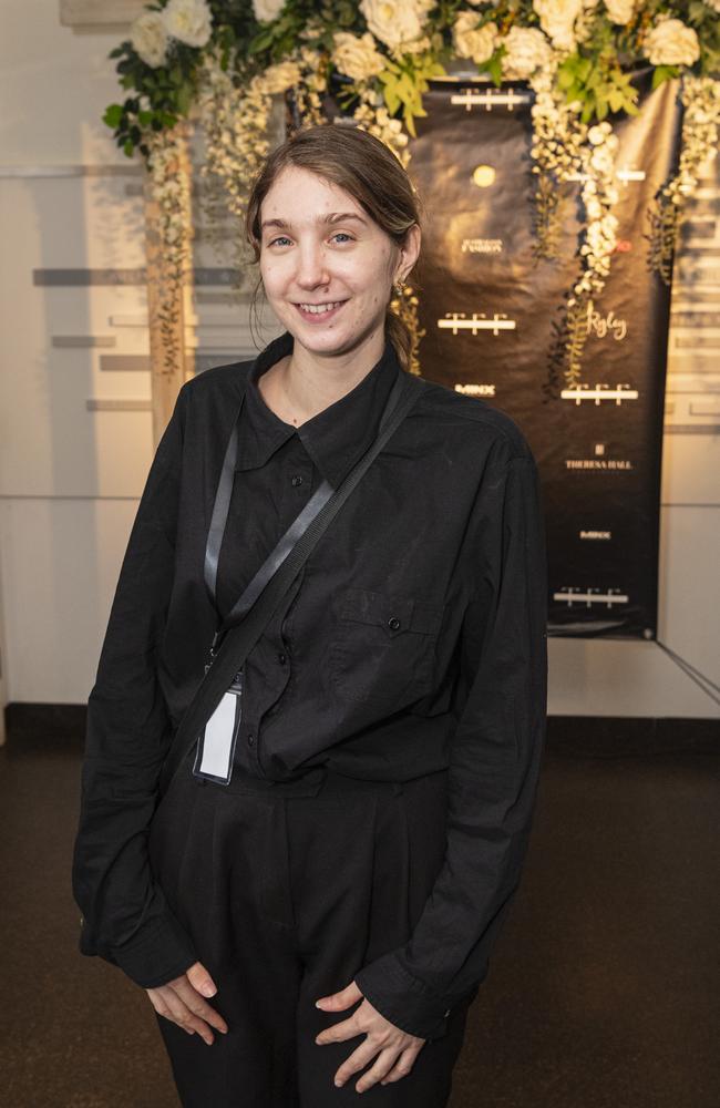 Margherita Gatto takes a break from being a crew member at the Toowoomba Fashion Festival at The Armitage Centre, Saturday, March 16, 2024. Picture: Kevin Farmer