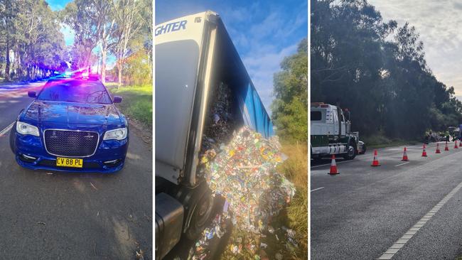 Camden Highway Patrol officers were called to the Camden Bypass at Elderslie after reports of a heavy vehicle losing its load.