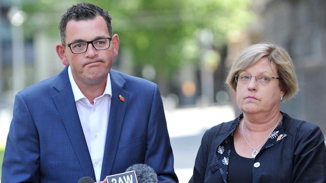 Premier Daniel Andrews with Victorian Police Minister Lisa Neville. Picture: Nicki Connolly