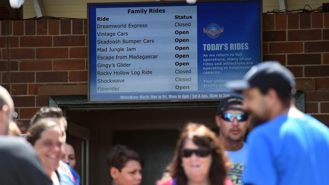 Visitors line up for tickets at Dreamworld on the Gold Coast, Saturday, December 10, 2016. Picture: AAP Image/Dan Peled.