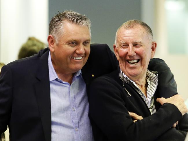 2GB Radio's Ray Hadley and John Singleton are close mates. Picture: Justin Lloyd