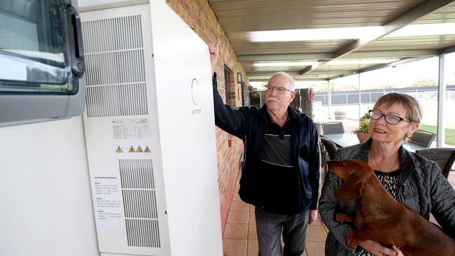 Susan and Robin Packer at their Lewiston home with their Sonnen battery. Picture: Kelly Barnes/The Australian