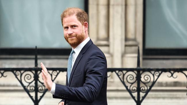 Britain's Prince Harry, waves as he leaves the High Court, in central London. Picture: AFP