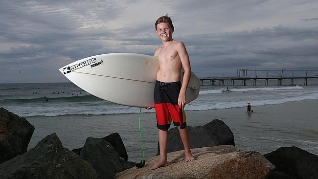 Twelve-year-old surfer Angus Thomson is running a surf-a -hon on November 24 at The Spit for the victims of the Typhoon Haiyan.