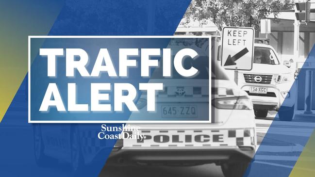 One lane of the Bruce Highway is blocked in Landsborough after reports of a crash involving a car and a truck.