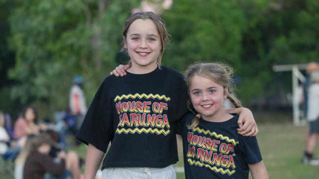 BARUNGA, AUSTRALIA - NewsWire Photos - JUNE 08, 2024: Calin and Henley Thomas watch The Arnhem Crows V The Lajamanu Swans in the Big Rivers League as the annual Barunga Festival, 375 km south of Darwin as the community of Barunga opens its doors to the world in a celebration of Culture, Sport and Art Picture: NewsWire / Glenn Campbell