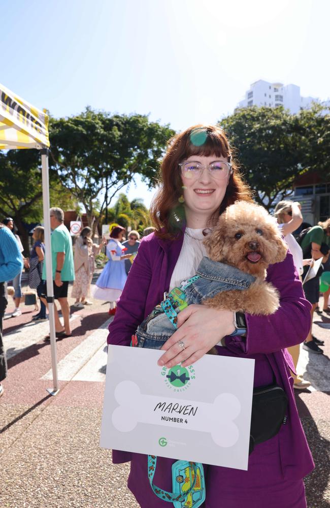 Melissa Spratt and Marven at the Ray White Surfers Paradise Next Top Dogel competition on Tedder Avenue Main Beach. Picture, Portia Large.