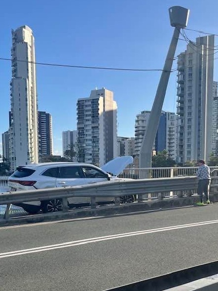 A driver has had a narrow escape after crashing into Chevron Island Bridge on Thomas Drive early on Sunday morning.