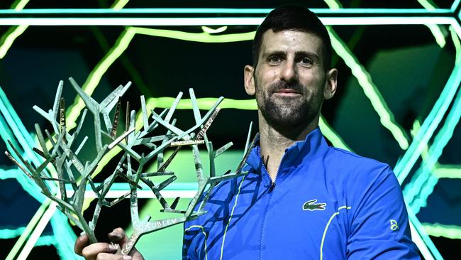 Novak Djokovic won the Paris Masters for the seventh time. (Photo by JULIEN DE ROSA / AFP)