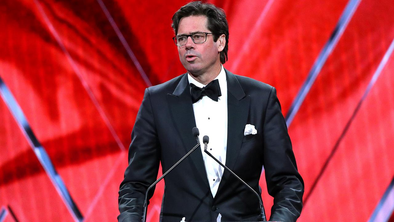 VARIOUS CITIES, AUSTRALIA - NOVEMBER 22: Gillon McLachlan, Chief Executive Officer of the AFL speaks during the 2022 W Awards at Crown Palladium on November 22, 2022 in Various Cities, Australia. (Photo by Kelly Defina/AFL Photos/via Getty Images)