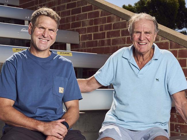 Kane and Graham Cornes at Glenelg Oval, Tuesday, Jan. 28, 2025. Picture: Matt Loxton