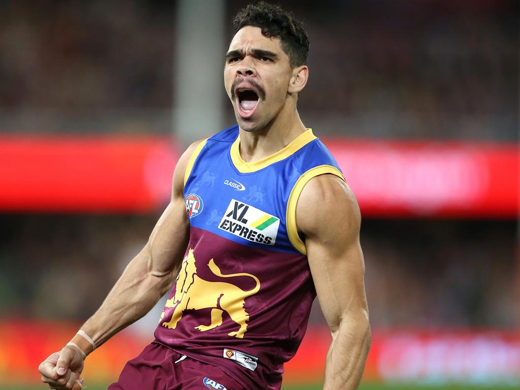 Charlie Cameron was on song early, finishing the day with three goals, five tackles and three goal assists. (Photo by Jono Searle/AFL Photos/via Getty Images)