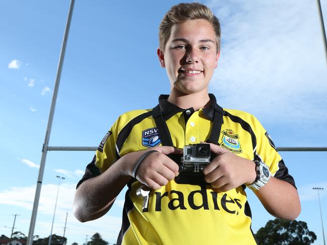 Earlier this year, Kurt trialled the new Go Pro cameras brought into the game as a safety measure for referees. Picture: Adam Taylor