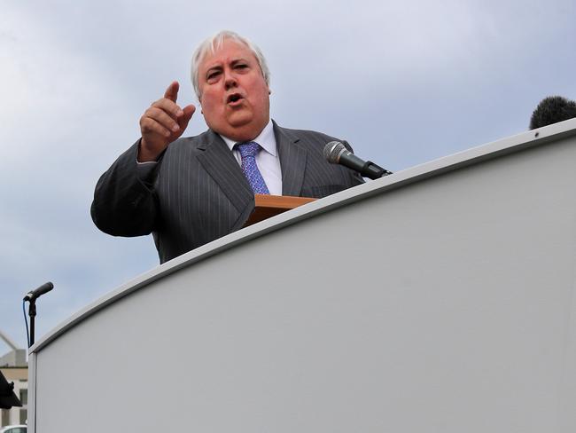 Clive Palmer addresses an anti-Government 