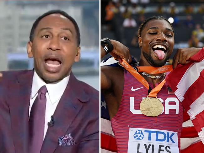 Stephen A. Smith has blasted Noah Lyles. Photo: Getty Images and ESPN