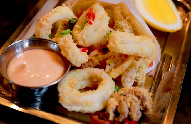 Along with meat, the menu includes seafood options like this salt and pepper calamari ($16).