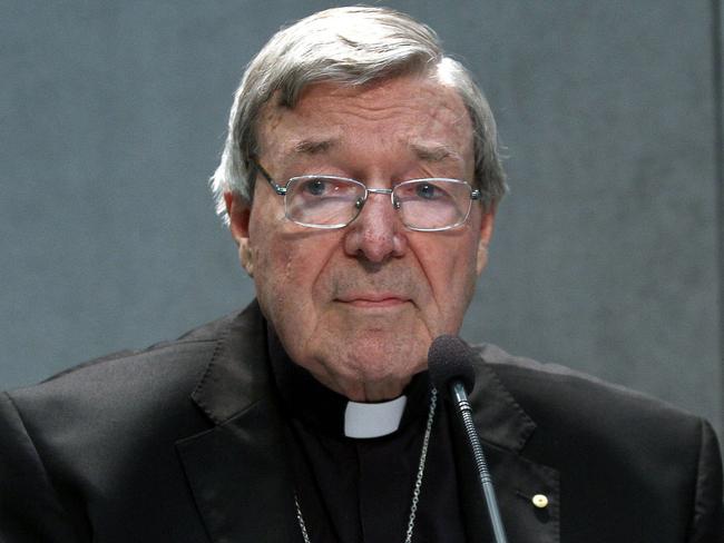 Cardinal George Pell makes a statement at the Holy See Press Office on June 29, 2017 in Vatican City, Vatican. Photo: Marco Ravagli / Barcroft Media via Getty Images.