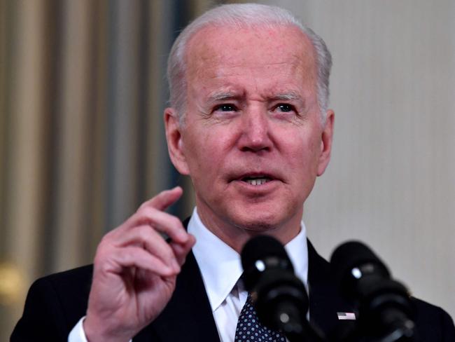 US President Joe Biden announces his Budget for Fiscal Year 2023 in the State Dinning Room of the White House in Washington, DC on March 28, 2022. (Photo by Nicholas Kamm / AFP)