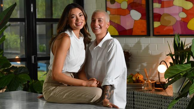 Alex Duggan and her fiancee Tiffany Papaemanouil. Picture: Keryn Stevens