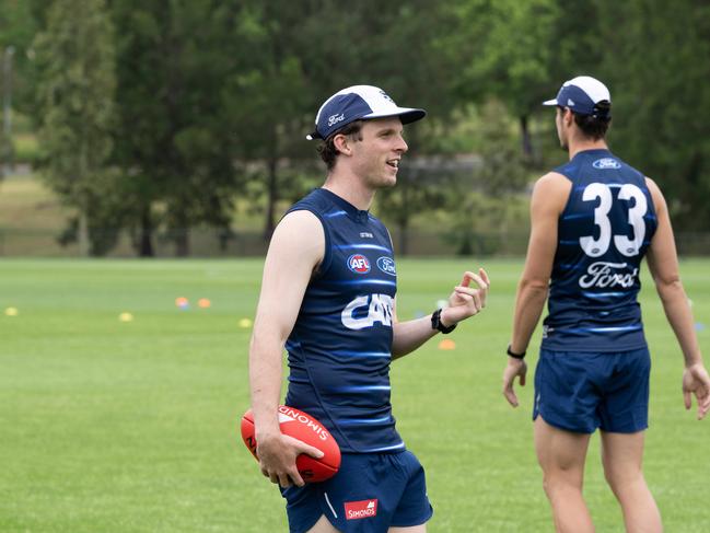 Max Holmes at pre-season training on Monday. Picture: Brad Fleet