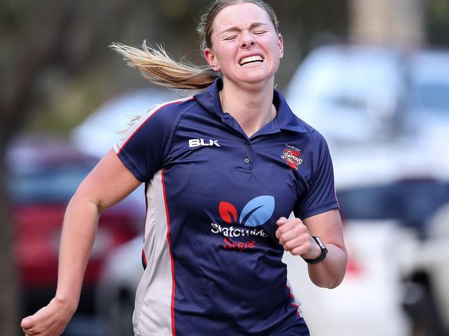 Eliza Doddridge pushes herself towards the finish line during the 2km time trial as part of the SA Scorpions pre-season training. Picture: Sarah Reed