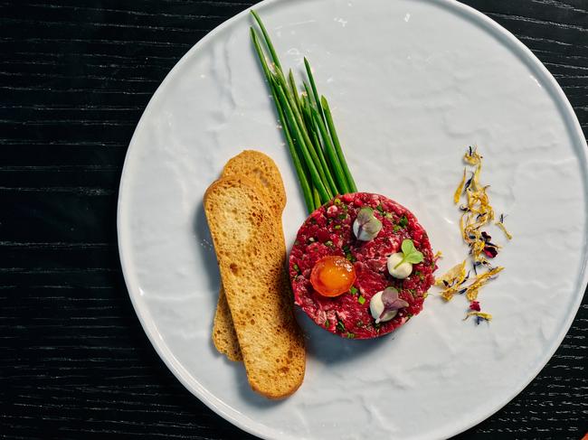 Bite-sized beef tartare. Picture: Pete Dillon