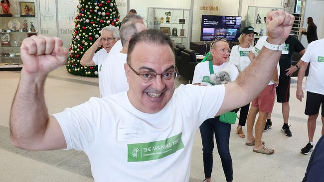 Arundel residents outside Gold Coast City Council Chambers celebrating after a special meeting of Councillors today voted to scrap Arundel golf club plans. Organiser Jason Young happy with the decision. Picture Glenn Hampson