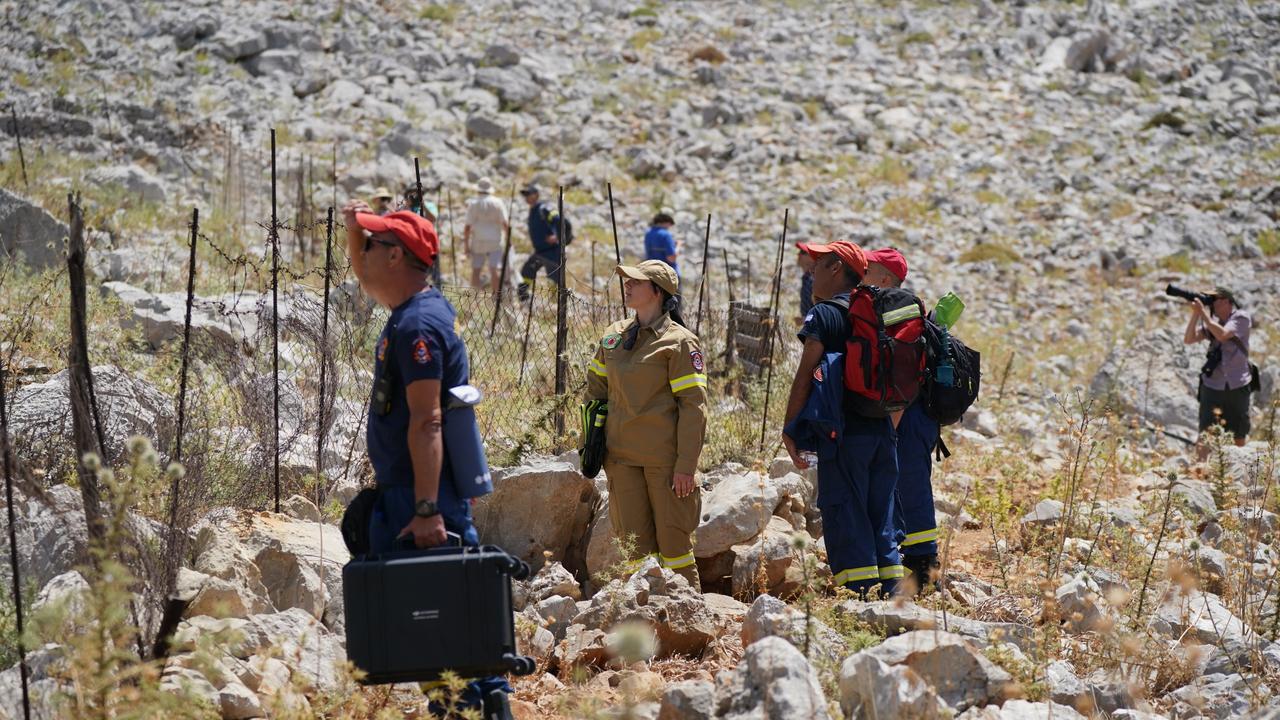 Police and firefighters used drones to scour the island, which is part of the Dodecanese island chain and is about 25 miles north of Rhodes. Picture date: Saturday June 8, 2024. Picture: Yui Mok/PA Images via Getty Images