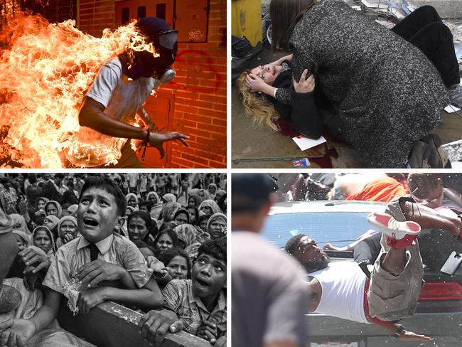 **MUST RUN WITH CREDITS** ONE TIME WEB AND PRINT USE ONLY FOR STORY ABOUT WORLD PRESS PHOTO ONLY - NO REUSE, PLEASE CONTACT AGENCY/PHOTOGRAPHER - 3 May 2017 José Víctor Salazar Balza (28) catches fire amid violent clashes with riot police during a protest against President Nicolas Maduro, in Caracas, Venezuela. Picture: Ronaldo Schemidt/AFP/World Press Photo