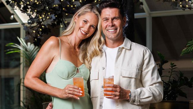 Nikki Phillips and her husband Dane Rumble pictured having romantic night at the Ovolo Hotels Alibi Bar &amp; Dining ahead of Valentines Day. Picture: David Swift