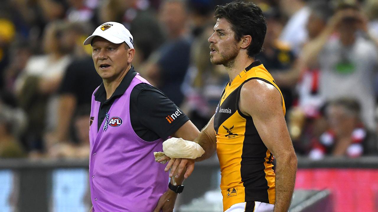 Isaac Smith injured his hand in the loss to the Saints. Picture: Getty