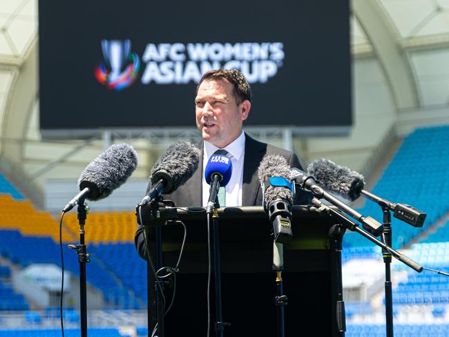 Football Australia CEO James Johnson at the 2026 Women's Asian Cup dates, venues announcements. Picture: Football Australia.