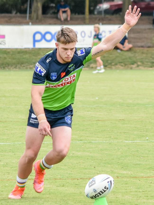 Raiders goal kicking winger Samuel Gash has been sharp off the tee. Picture: Raiders Media