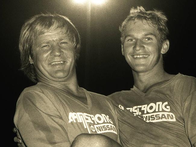 1986 FILE PIC - Ipswich Jets Coach Tom Raudonikis with Allan Langer.. Sport rugby league headshot 35/G/8054-4 (Published Telegraph 1.5.86 Neg 4 )