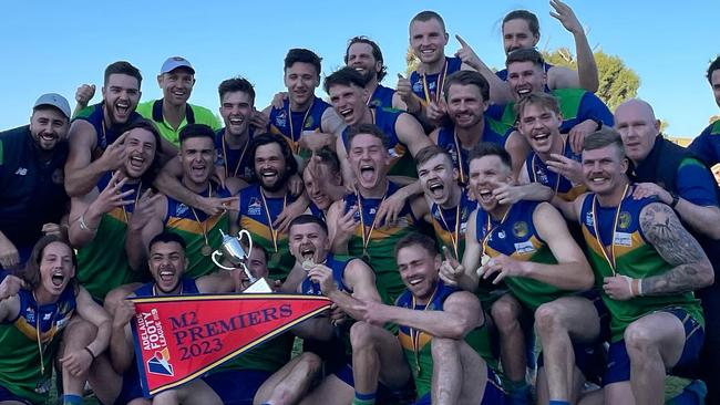 Golden Grove celebrates after the div two grand final. Picture: Golden Grove Football Club