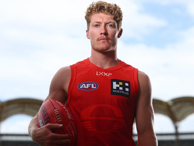 GOLD COAST, AUSTRALIA - FEBRUARY 07: Matt Rowell of the Suns poses during a Gold Coast Suns AFL media opportunity on February 07, 2025 in Gold Coast, Australia. (Photo by Chris Hyde/Getty Images)