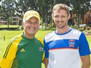 ELITE COACHES: Former Socceroos coach Rale Rasic (left) and Newcastle Jets technical director Mike Cooper are part of the team conducting Toowoomba Grammar School's pre-season clinic this week. Grammar use the clinic as preparation for their GPS campaign. Picture: Nev Madsen